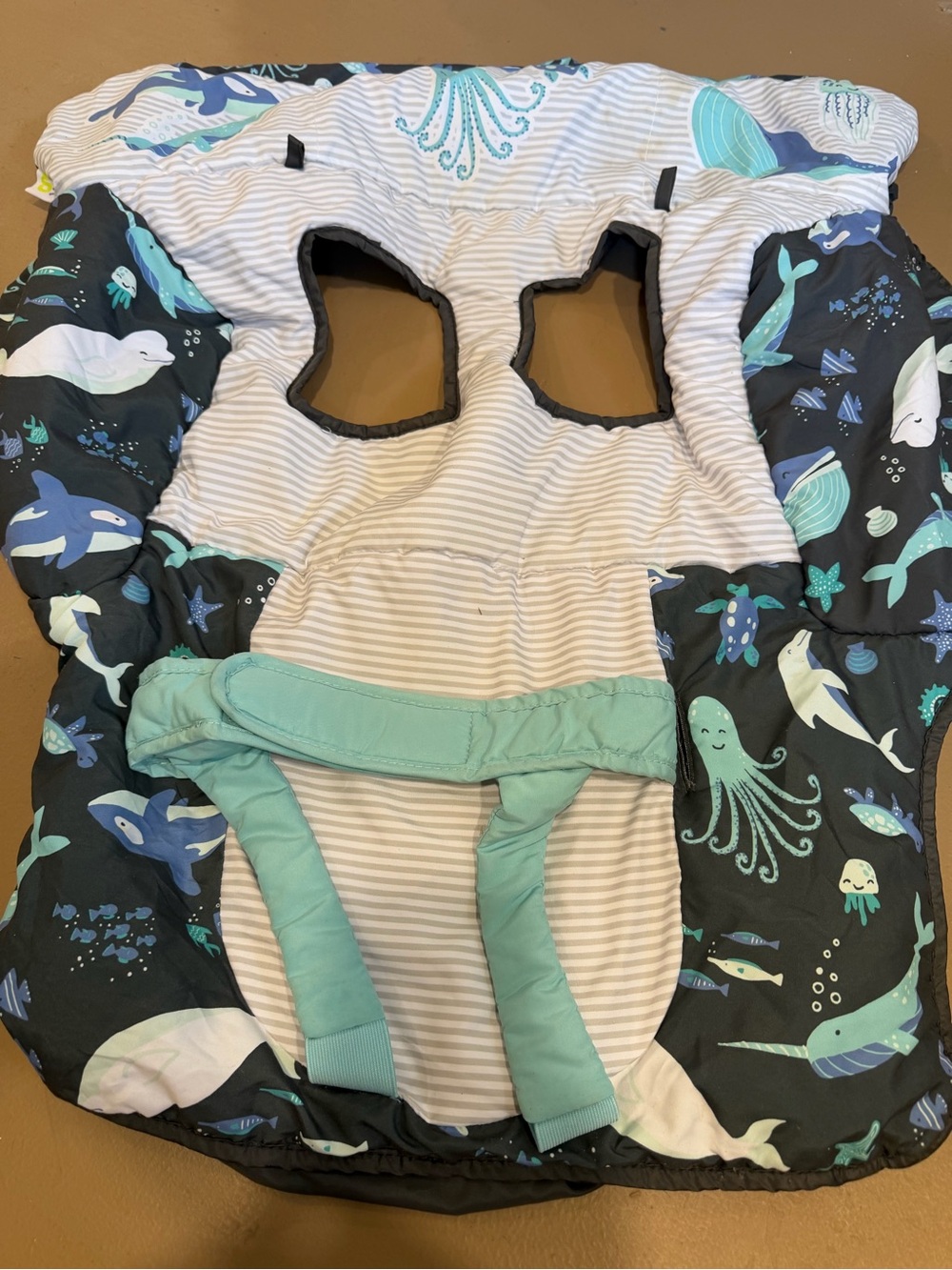 Baby Shopping Cart Cover Narwhal Whale Print Gray Aqua White Unisex